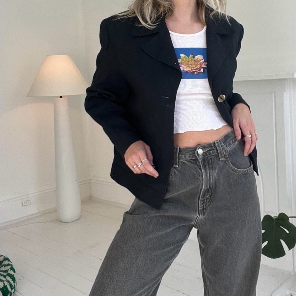 Sandro Black Linen Blazer